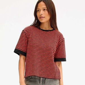 Clare V. Striped Red and Black Top